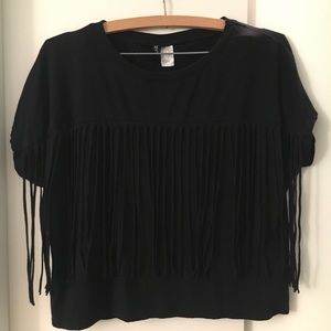 Black fringe T-shirt top